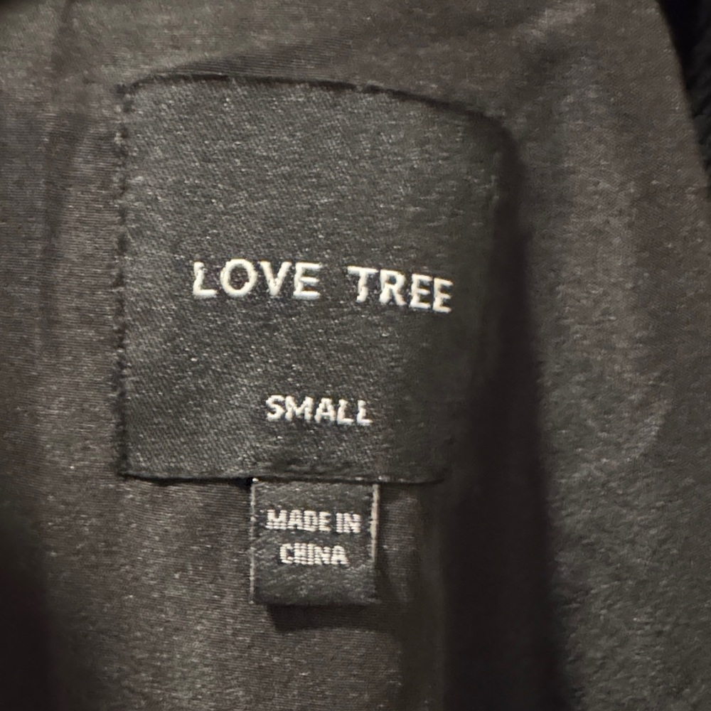 Love Tree Black & White Varsity Jacket B letterman snap closure bomber cropped S - Picture 8 of 12